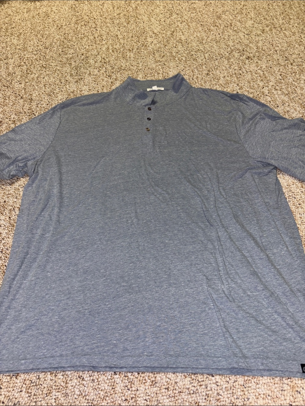 3XLT Threads 4 Thought Men's Heather Slate Blue Henley Polo